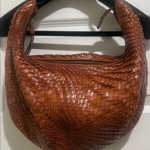 Elegant Brown Woven Leather Hobo Bag
